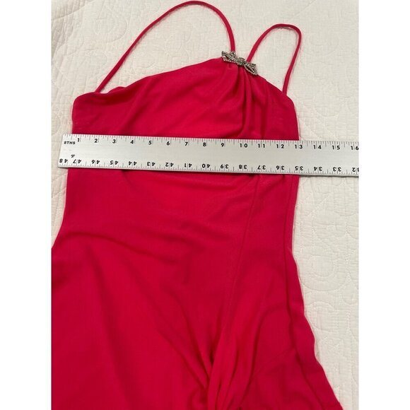 Nicole Bakti Womens Maxi gala maxi Dress halted back gems size small bright pink - Picture 10 of 11